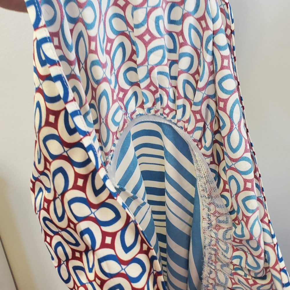 Silvia Tcherassi Butera Silk Maxi Dress Blue and White Stripes Large - Picture 8 of 10